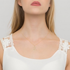 Naszyjnik N0070 z diamentami - litera Z - żółte złoto