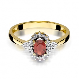 Pierścionek W0312 Granat 0,50ct żółte złoto