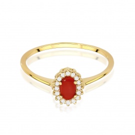 Pierścionek W0569 Koral 0,20ct żółte złoto