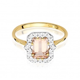 Pierścionek W0576 Morganit 1.00ct żółte złoto