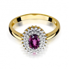 Pierścionek W0303 Rodolit 0,50ct żółte złoto