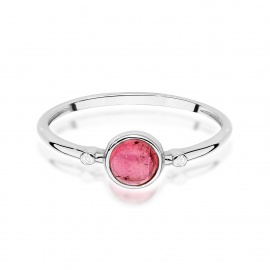 Pierścionek W0597 Różowy Turmalin 0,60ct białe złoto