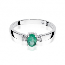 Pierścionek W0264 Szmaragd 0,40ct białe złoto