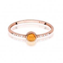 Pierścionek W0596 Żółty Turmalin 0,30ct różowe złoto