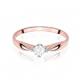 Pierścionek W0171 Diament Laboratoryjny 0,15ct różowe złoto
