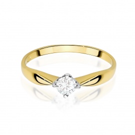 Pierścionek W0171 Diament Laboratoryjny 0,15ct żółte złoto