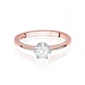Pierścionek W0220 Diament Laboratoryjny 0,40ct różowe złoto