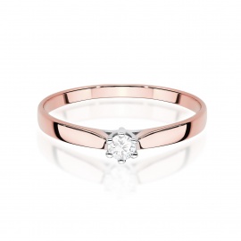 Pierścionek W0222 Diament Laboratoryjny 0,10ct różowe złoto