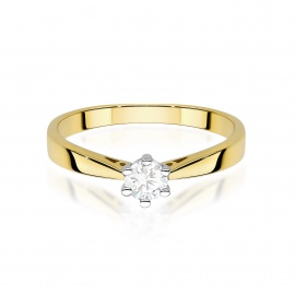 Pierścionek W0229B Diament Laboratoryjny 0,30ct żółte złoto