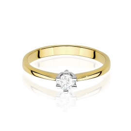 Pierścionek W0256 Diament Laboratoryjny 0,15ct żółte złoto