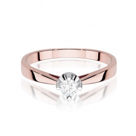 Pierścionek W0293 Diament Laboratoryjny 0,20ct różowe złoto