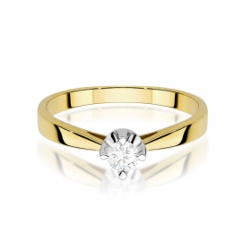 Pierścionek W0293 Diament Laboratoryjny 0,20ct żółte złoto