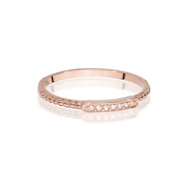 Pierścionek W0606 z diamentami różowe złoto