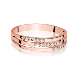 Pierścionek W0612 z diamentami różowe złoto