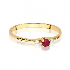 Pierścionek W0614 Rubin 0,15ct żółte złoto