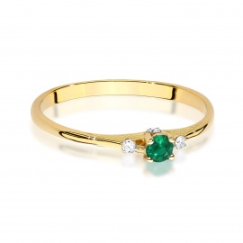 Pierścionek W0614 Szmaragd 0,15ct żółte złoto