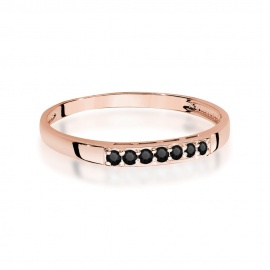Pierścionek W0619 Czarny Diament 0,12ct różowe złoto