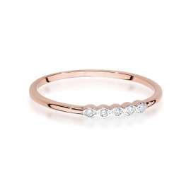 Pierścionek W0638 z diamentami różowe złoto