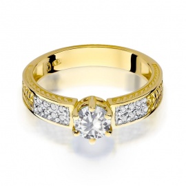 Pierścionek W0075 Biały Szafir 0,60ct żółte złoto