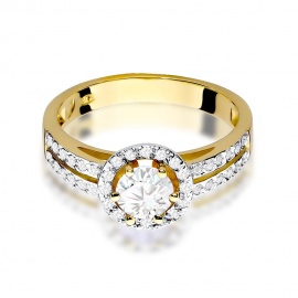 Pierścionek W0087 Biały Szafir 0,60ct żółte złoto