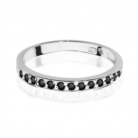 Pierścionek W0446 z czarnymi Diamentami białe złoto