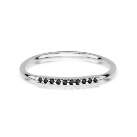 Pierścionek W0509 z czarnymi Diamentami białe złoto