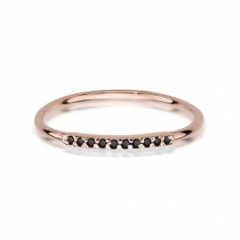 Pierścionek W0509 z czarnymi Diamentami różowe złoto