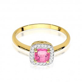 Pierścionek W0514 Różowy Topaz 0,65ct żółte złoto