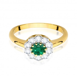Pierścionek W0529 Szmaragd 0,50ct żółte złoto