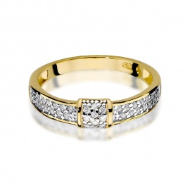 Pierścionek W0297 z diamentami żółte złoto