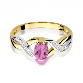Pierścionek W0028 Różowy Szafir 0,45ct żółte złoto