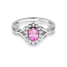 Pierścionek W0182 Różowy Szafir 0,45ct białe złoto