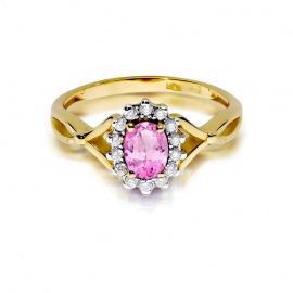 Pierścionek W0182 Różowy Szafir 0,45ct żółte złoto