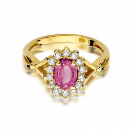 Pierścionek W0182 Różowy Topaz 0,50ct żółte złoto