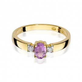 Pierścionek W0264 Ametyst 0,40ct żółte złoto