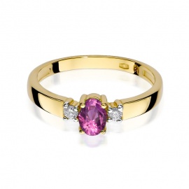 Pierścionek W0264 Różowy Szafir 0,45ct żółte złoto
