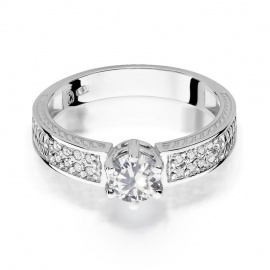 Pierścionek W0075 Biały Szafir 0,60ct białe złoto