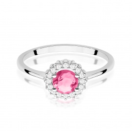 Pierścionek W0572 Różowy Topaz 0,60ct białe złoto
