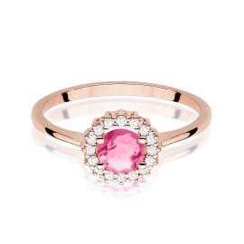 Pierścionek W0572 Różowy Topaz 0,60ct różowe złoto