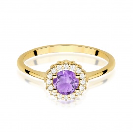 Pierścionek W0572 Ametyst 0,50ct żółte złoto