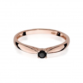 Pierścionek W0045 Czarny Diament 0,12ct różowe złoto