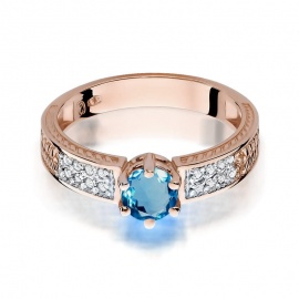 Pierścionek W0075 Topaz London Blue 0,50ct różowe złoto
