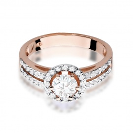 Pierścionek W0087 Biały Szafir 0,60ct różowe złoto