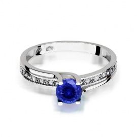 Pierścionek W0106 Szafir 0,50ct białe złoto