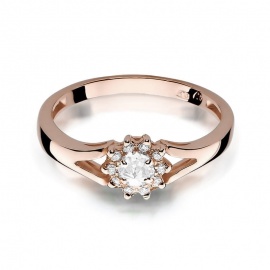 Pierścionek W0185 Diament 0,10ct różowe złoto