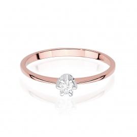 Pierścionek W0220 Diament 0,15ct różowe złoto