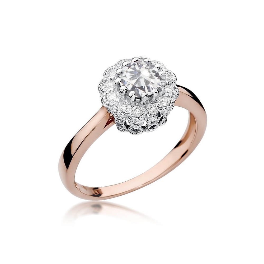 Pierścionek W0284 Biały Szafir 0,60ct różowe złoto