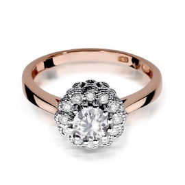 Pierścionek W0284 Biały Szafir 0,60ct różowe złoto