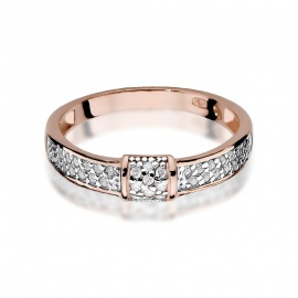 Pierścionek W0297 z diamentami różowe złoto