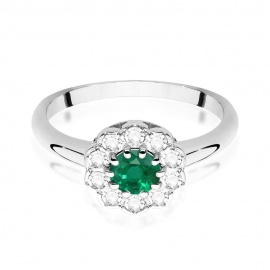 Pierścionek W0529 Szmaragd 0,50ct białe złoto